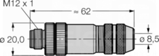 BMSWS8151-8,5 M12 5P Wtyk męski prosty