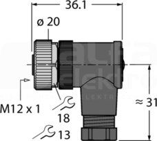 BM8241-0 M12 4P Wtyk żeński kątowy