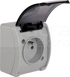 KOALA VG-1 2P+Z IP44 popielaty/dymny Gniazdo natynkowe z klapką