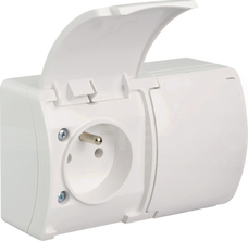 KOALA VG-2 2x2P+Z IP44 biały/biały Gniazdo natynkowe z klapką