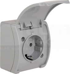 KOALA VG-1 2P+Z IP44 popielaty/popiel Gniazdo natynkowe z klapką