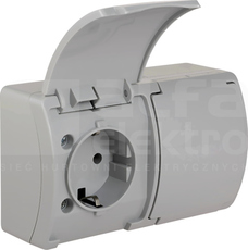 KOALA VG-2 2x2P+Z IP44 popielaty/popiel Gniazdo natynkowe z klapką