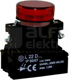 L22Dc 24-230VAC/DC czerwony Lampka diodowa