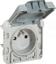 PLEXO55 2P+Z IP55 szary Mechanizm gniazda z klapką