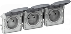 PLEXO55 3x2P+Z IP55 szary Mechanizm gniazda poziomy