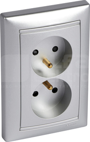 VALENA 2x2P+Z aluminium Gniazdo