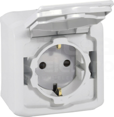 FORIX 2P+Z SCHUKO 16A IP44 szary Gniazdo z przesłoną