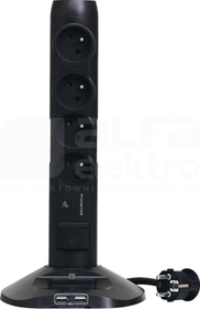 HELMO 4x2P+Z 2xUSB 1xMICRO 1,5m Przedłużacz