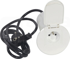 2P+Z+ład.USB biały Przepust biurkowy wyposażony