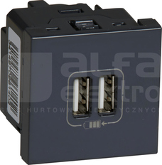 M45 2xUSB 2400MA antracyt Gniazdo zacisk automat.