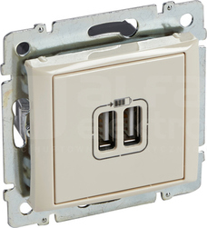 VALENA 2xUSB 1500mA kremowy Gniazdo USB