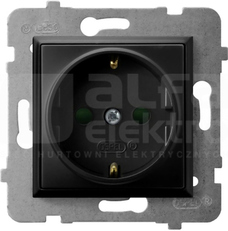 ARIA 2P+Z IP20 czarny metalik Gniazdo pojedyncze z uziemieniem z przesłonami