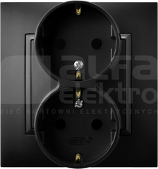 ARIA 2x2P+Z SCHUKO IP20 czarny metalik Gniazdo podwójne z uziemieniem