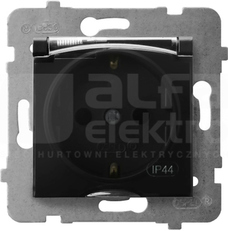 ARIA 2P+Z SCHUKO IP44 czarny metalik Gniazdo bryzgoszczelne z uziemieniem