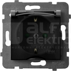 ARIA 2P+Z SCHUKO IP44 szary mat Gniazdo bryzgoszczelne z uziemieniem z przesłonami