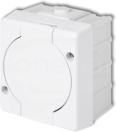 SENIOR 2P+Z 16A 250VAC IP44 biały Gniazdo pojedyncze z klapką białą