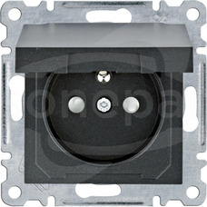 LUMINA 230V 16A IP44 czarny Gniazdo sieciowe z klapką