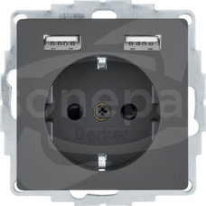 Q1/Q3 antracyt aksamit Gniazdo schuko z USB