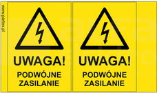 PLB 53x77mm żółty UWAGA PODW.ZASIL. (20szt) Zeszyt z etykietami