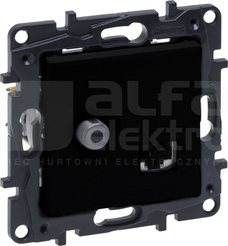 NILOE STEP F + RJ45 kat.6 UTP czarny Gniazdo komputerowo-antenowe
