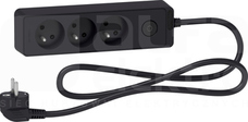 ODACE 1,5m antracyt Przedłużacz 3-gniazdowy z łącznikiem