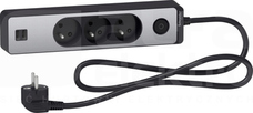 ODACE 2xUSB 1,5m antracyt/szczotkowane aluminium Przedłużacz 3-gniazdowy z łącznikiem