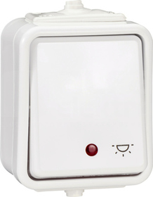 CEDAR IP44 biały Przycisk światło podśw.