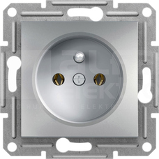 ASFORA 2P+Z aluminium Gniazdo sieciowe bez ramki