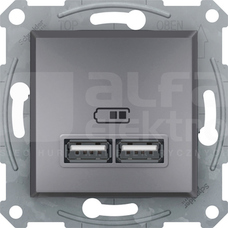 ASFORA 2xUSB 2.0 2,1A stal Gniazdo podwójne USB