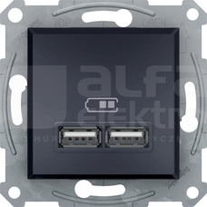 ASFORA 2xUSB 2.0 2,1A czarny Gniazdo podwójne USB