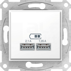 SEDNA 2xUSB 2.0 2,1A biały Gniazdo podwójne USB