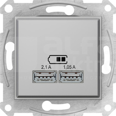 SEDNA 2xUSB 2.0 2,1A aluminium Gniazdo podwójne USB