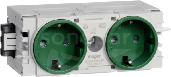 GS20006029 zielony Gniazdo SCHUKO 2x C-PROFIL