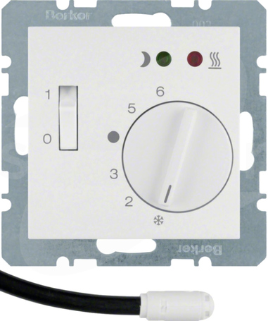 B.1/B.3/B.7 GLAS śnieżnobiały Regulator temp.podłogowej