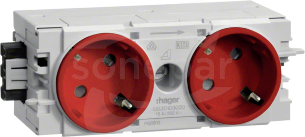 GS20103020 czerwony Gniazdo SCHUKO 2x 45st C-PROFIL