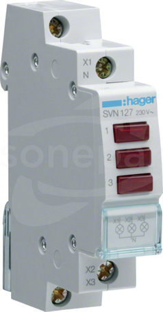 SVN127 230VAC 3xCzerwony Lampka sygnalizacyjna 3-faz.