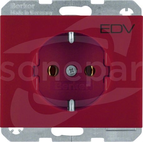 K.1/K.5 SCHUKO czerwony Gniazdo sieciowe z nadr.EDV