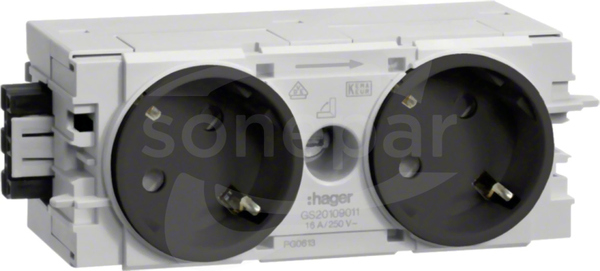 GS20109011 antracyt Gniazdo SCHUKO 2x 45st C-PROFIL