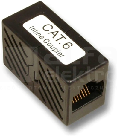 UTP kat.6 2xRJ45 czarny Przelotka
