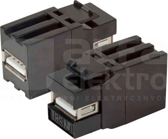 USB 2.0 A-A snap-in czarny Przelotka keystone