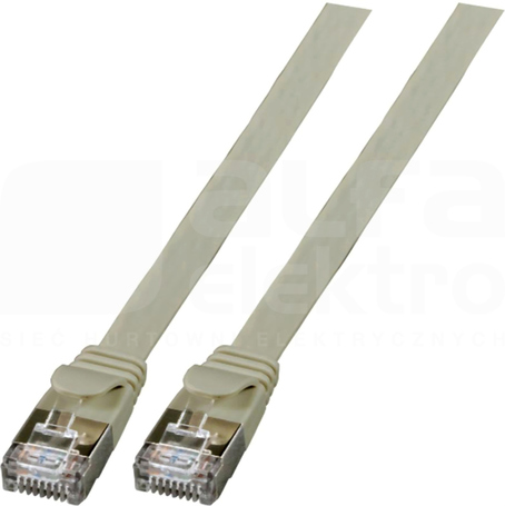 U/FTP kat.6A PVC płaski szary 1m Patchcord miedziany