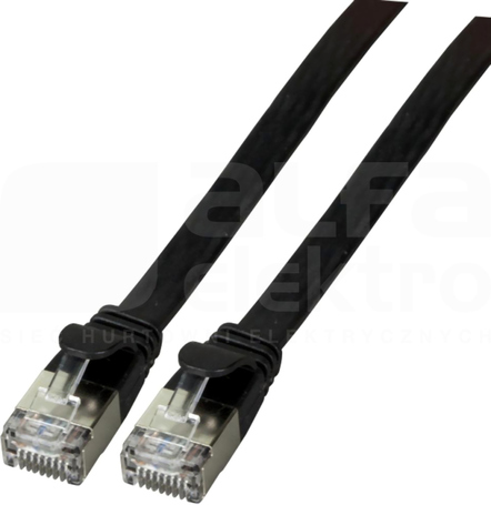 U/FTP kat.6A PVC płaski czarny 2m Patchcord miedziany
