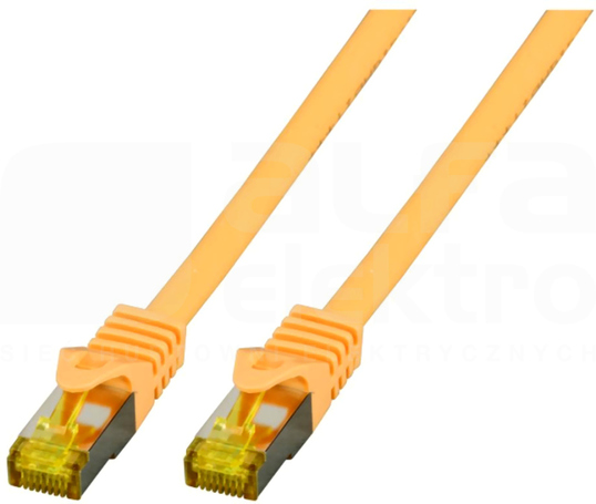S/FTP kat.6A LSZH żółty 0,25m Patchcord miedziany