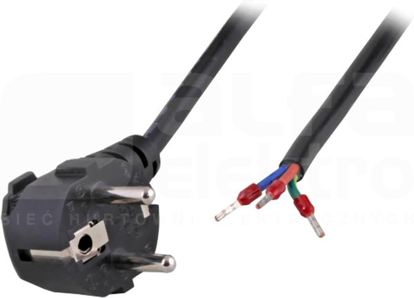 CEE7/7-brak czarny 3m Kabel zasilający