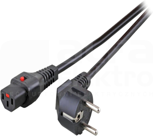 CEE7/7-C13 czarny 2m Kabel zasilający z blokadą