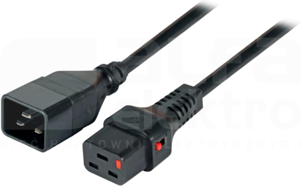 C19-C20 czarny 2m Kabel zasilający z blokadą