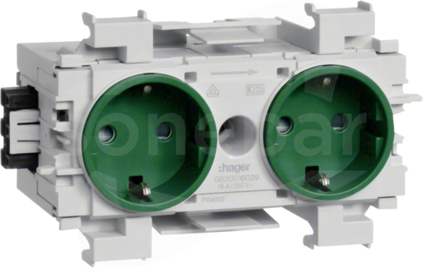 GS20016029 zielony Gniazdo SCHUKO 2x front