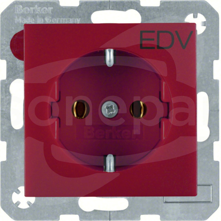 S.1/B.1/B.3/B.7 GLAS SCHUKO czerwony Gniazdo sieciowe z nadr.EDV