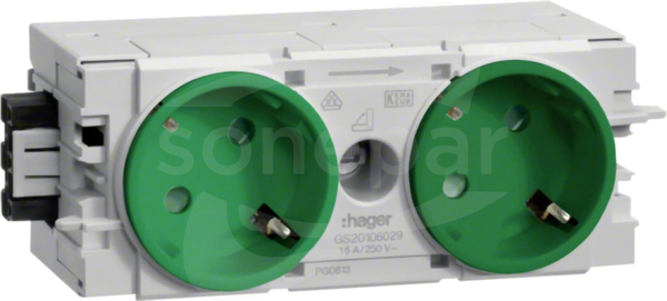 GS20106029 zielony Gniazdo SCHUKO 2x 45st C-PROFIL