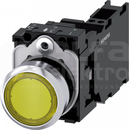 SIRIUS ACT 22mm 1NO+1NC z samop.żółty Przycisk płaski podśw+bl.LED metal